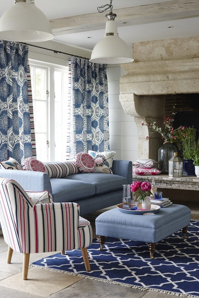 cote_dazur Blue patterned curtains